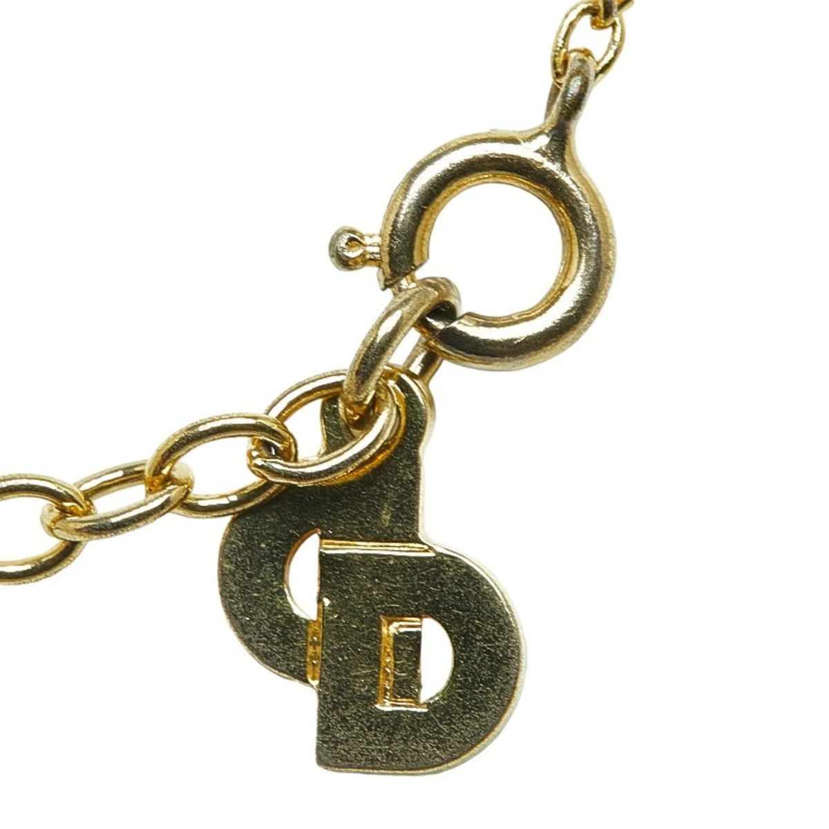 Necklace Gold Dior CD Pre-Owned Plated Heart Christian (Good) Dior Women's Rhinestone