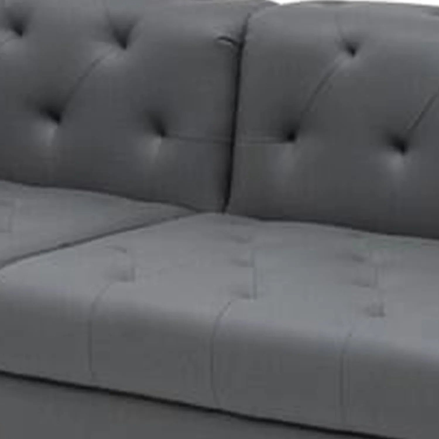 120 Leather Ella Tufted, Sofa, Vegan Benjara Button Seater Gray 4 Inch Faux Deep