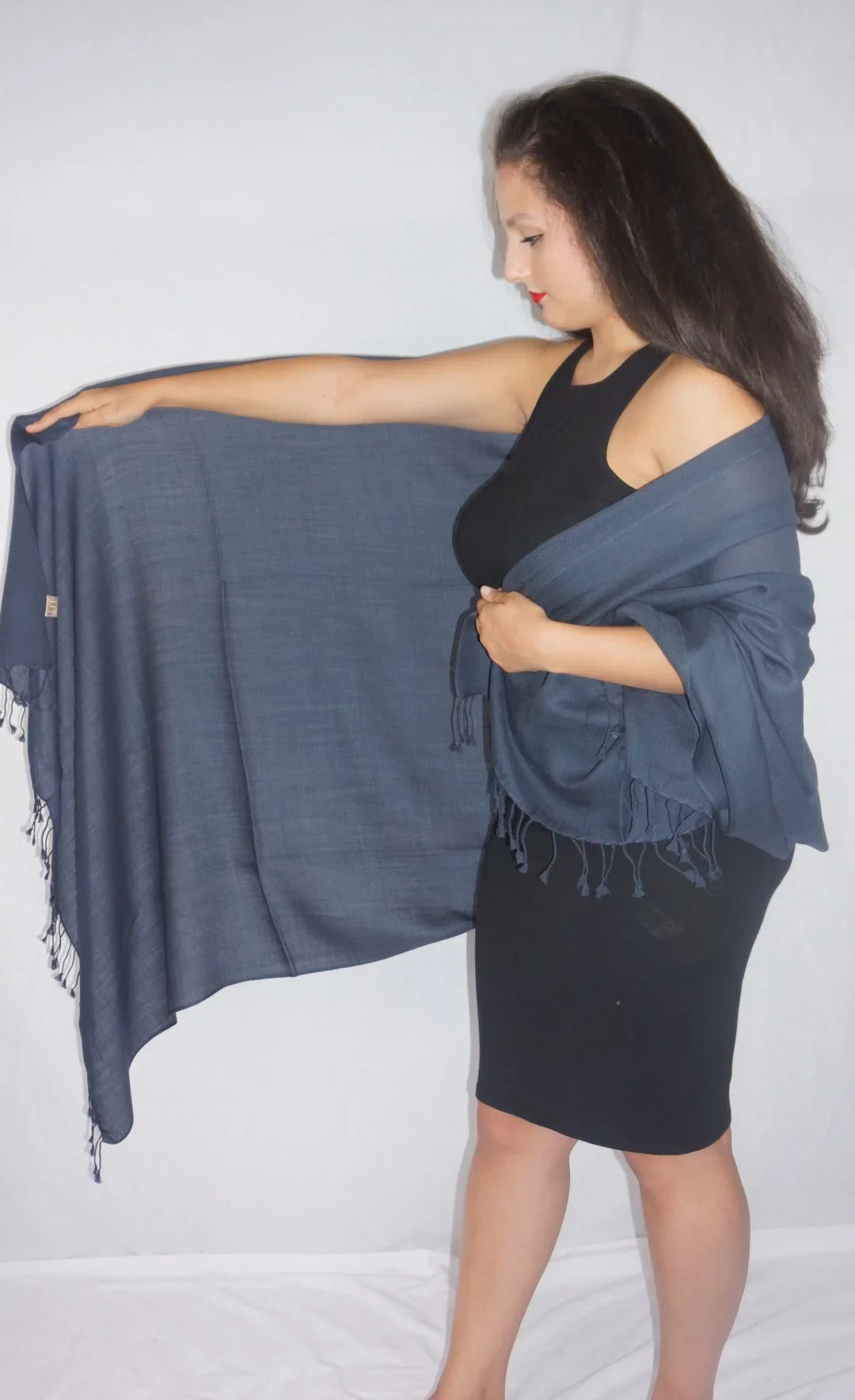 Shawl/Cashmere Shawl) Shawl/Shawls/Scarf/Scarves/Wrap/Stole/Muffler/Cape/Ruana/Blanket/Throw/Pashmina Regular Charcoal (Dark Scarf/Wool/Silk