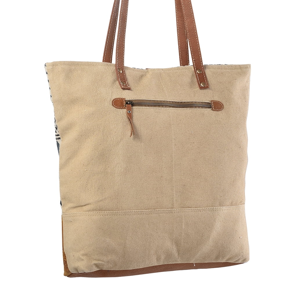 Canvas Upcycled handbag purse western OHLAY TOTE bag Genuine Wool Embossed Leather women KB239 Upcycled KB