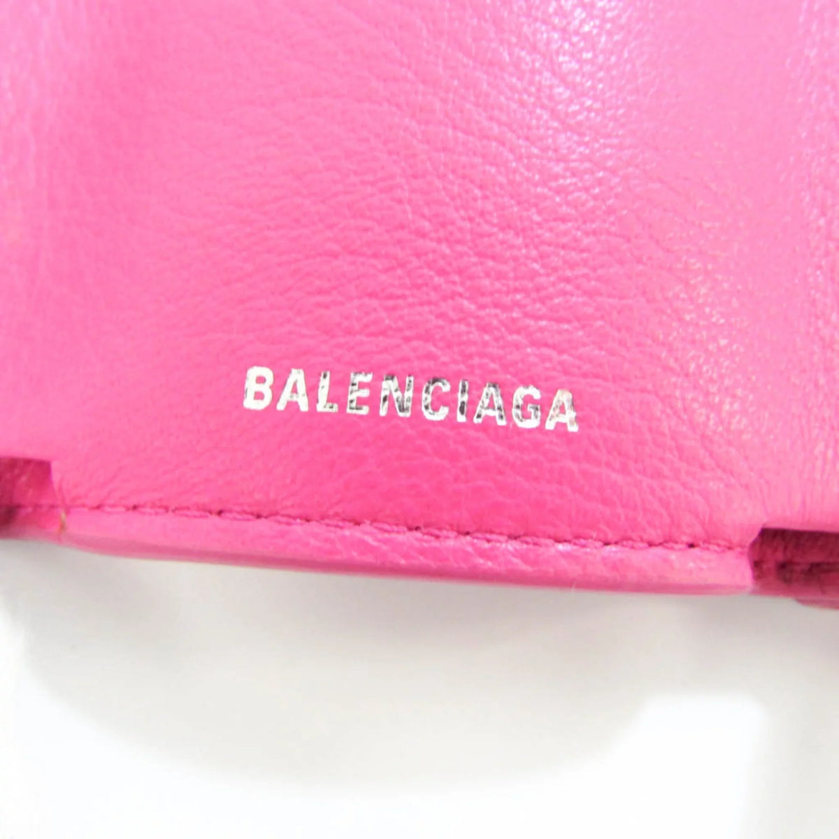 (tri-fold) Mini Leather Pre-Owned 391446 Papier Women's Pink Wallet Wallet (Good) Balenciaga