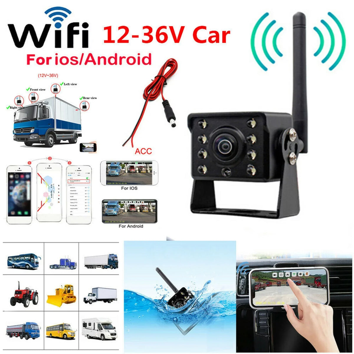 WirelessLed Reverse Ip67 Rear Aumotop Webcam,Ip67 Wireless Camera Waterproof View Car View Camera Camera BusVision Waterproof Rear Bus Camera Waterproof ReverseVision View 12v~36v