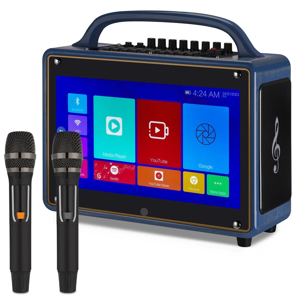 Loudspeaker mobile for 12/4+64G,Support Adults&Kid,14”HD Microphone/WiFi/USB/SD/PC/TV/Phones/HDMI Touch Karaoke Wireless BT Systems Screen/Android Machine Streaming