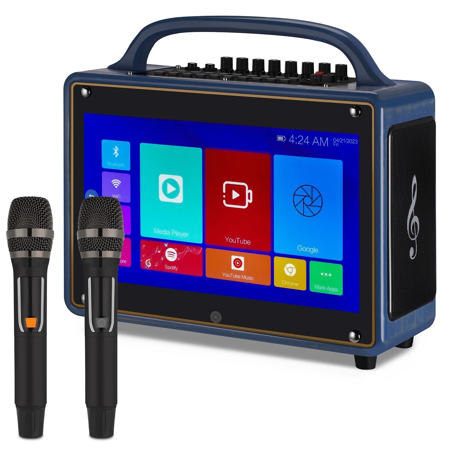 Loudspeaker mobile for 12/4+64G,Support Adults&Kid,14”HD Microphone/WiFi/USB/SD/PC/TV/Phones/HDMI Touch Karaoke Wireless BT Systems Screen/Android Machine Streaming