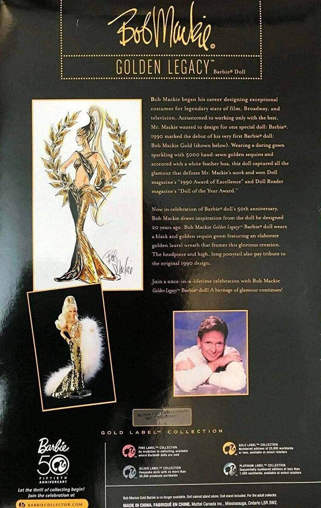 Bob Gold Mattel Legacy Edition 2009 Mackie Label Barbie Golden Doll Limited
