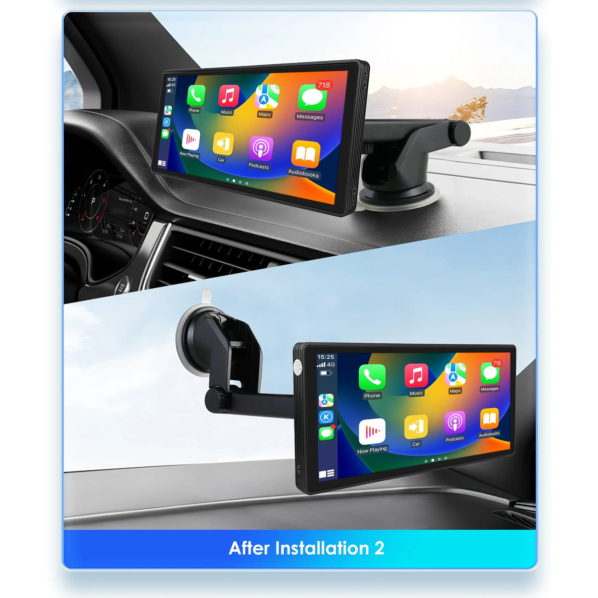 Bluetooth Apple Touchscreen FM 10.26" Car Mirror Unit Auto Player 360° Adjustable Radio Carplay Link Navigation Stereo GPS Android Head