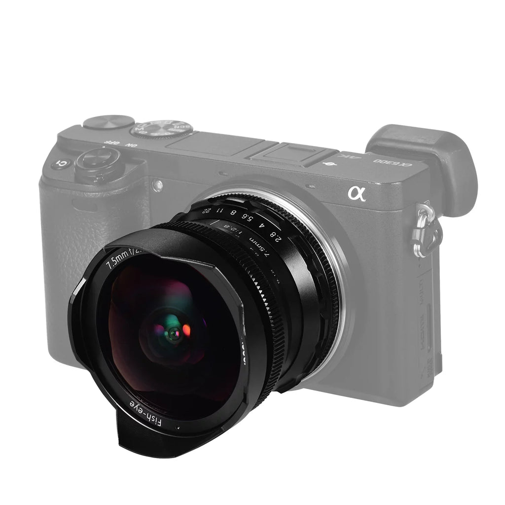 Large Manual Angle A77II A6100 Frame 180° E-Mount Lens A6000 A6400 Fisheye with A6500 F2.8 Focus Aperture 7.5mm Compatible A6600 Ultra 5100 Wide Andoer A6300 Andoer Lens Camera APS-C
