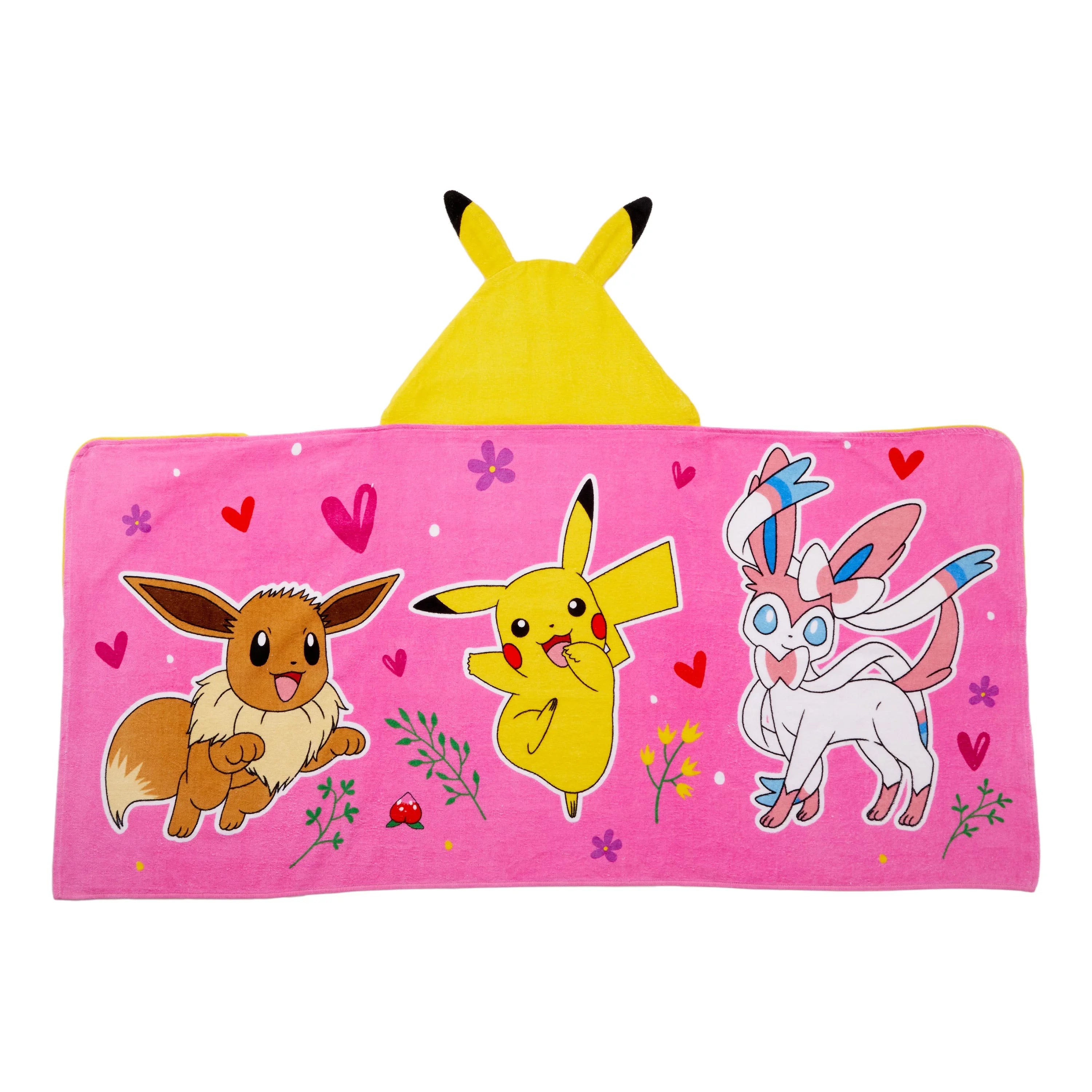 Towel, Pink Hooded Kids Cotton Pikachu Pokemon