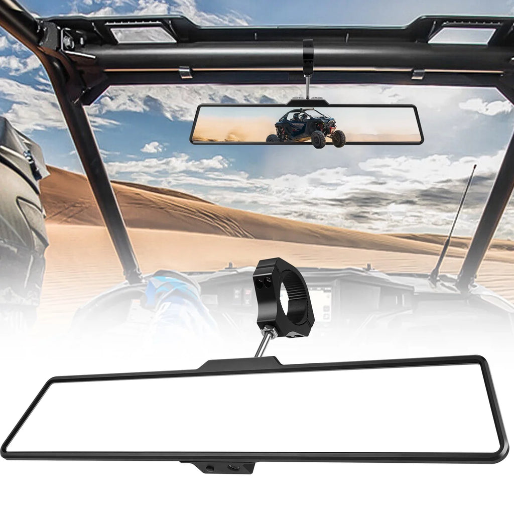 White Fit UTV Center 16" View Rear Ranger/RZR Mirrors Universal w/ Rearview Lights MICTUNING Polaris Aluminum Mirror Interior