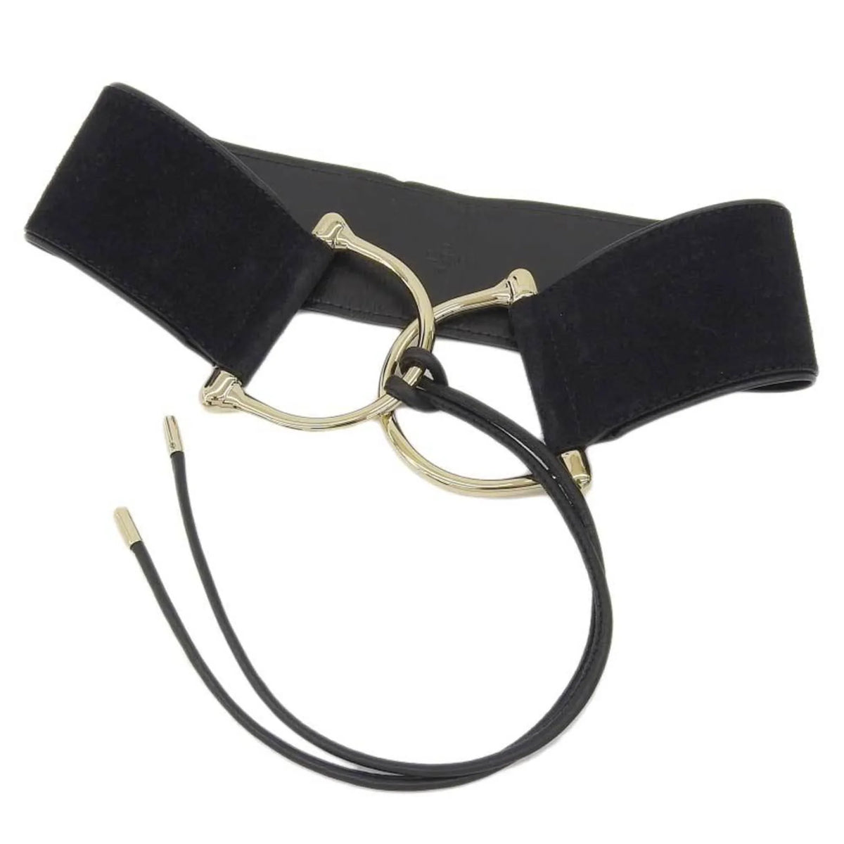 wide belt suede (Good) fittings Pre-Owned Gucci XS waist black GUCCI gold metal