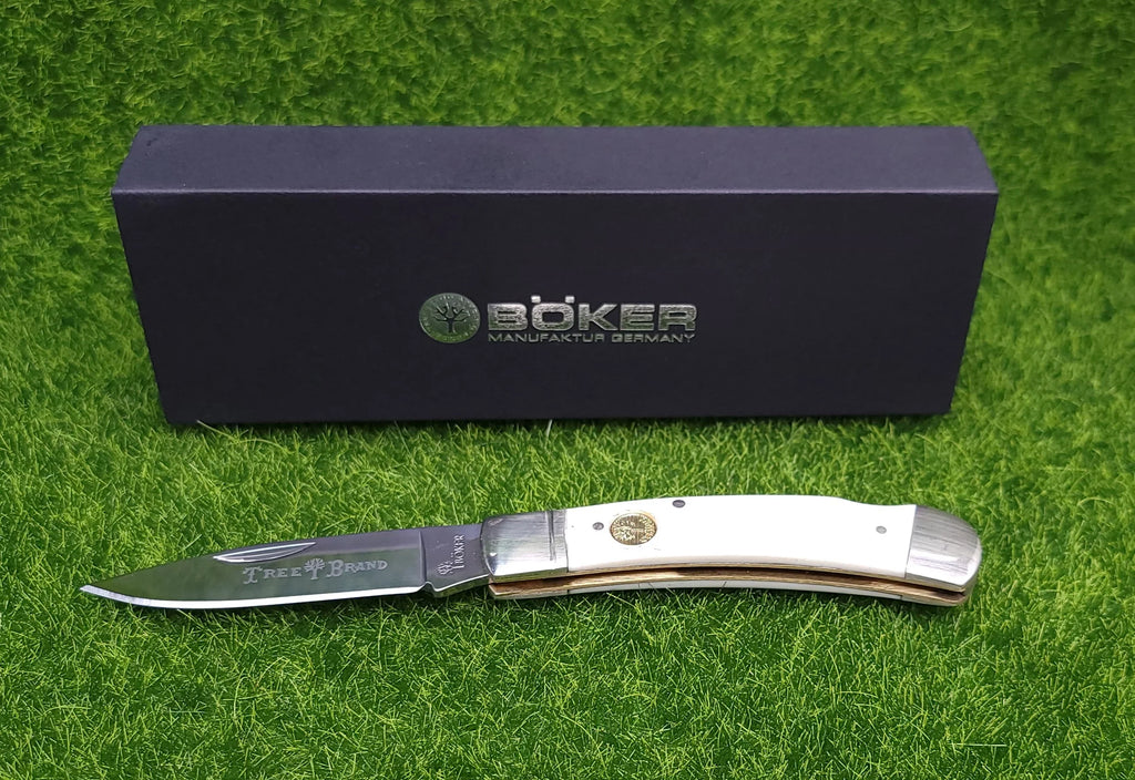 FOLDER 2.88" BOKER TRADITIONAL BONE SERIES CARBON STEEL WHITE POINT DROP