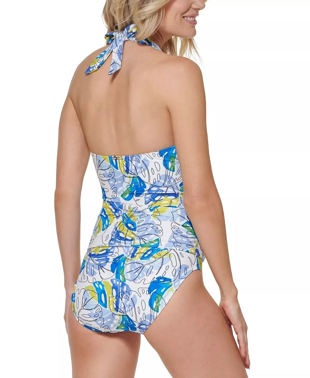 Small MULTI Tommy Printed Top, Halter Swim US Hilfiger Tankini