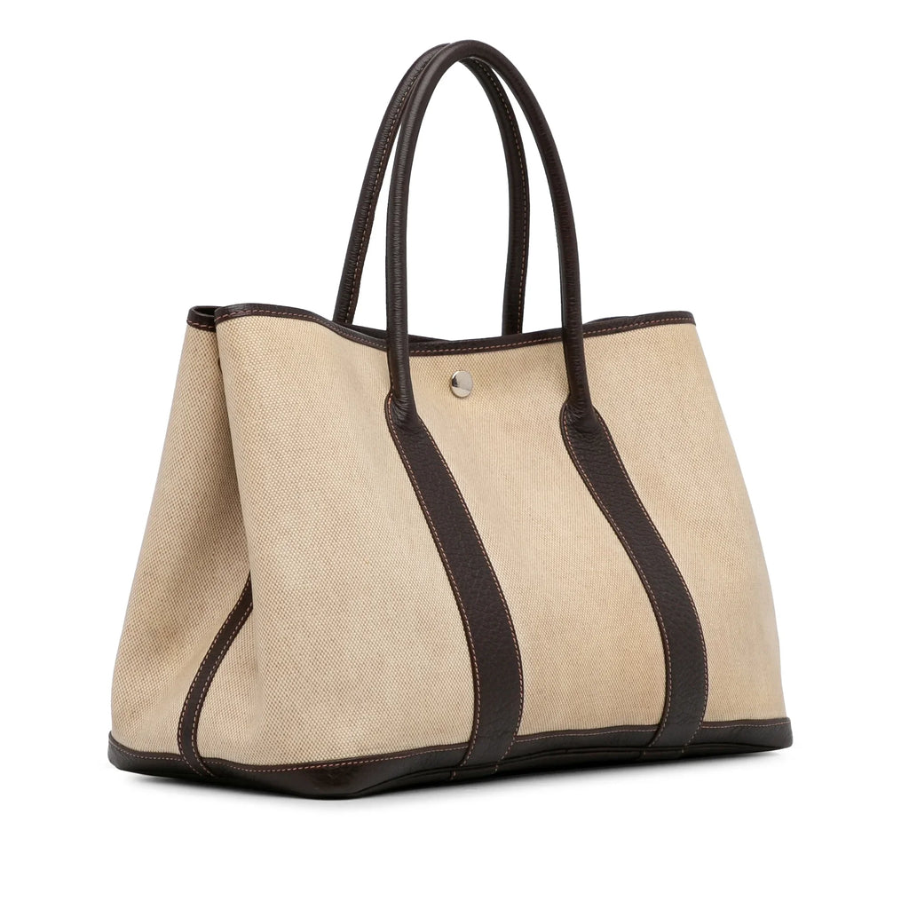Hermès Authenticated (Good) Fabric Unisex 36 Canvas Party Garden Tote Brown Toile Pre-Owned Bag