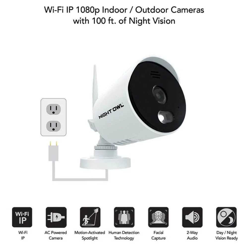 WiFi Restored Cameras and System Premium Hard 10 1080p 1TB Channel Owl 4 IP (Refurbished) 1080p Factory Security Spotlight Night Drive with Smart