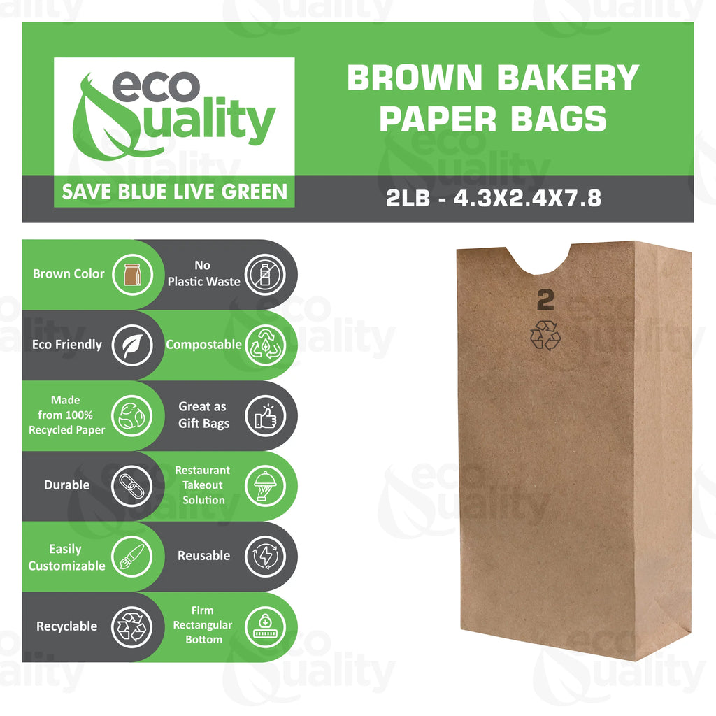 Gift (2 Paper (4 7/8") Pound Kraft lb) Bags, Capacity) Mini 7/16" Count] Small Bag Party Bags, - Snacks, 5/16" 7 Lunch (2 Merchandise, [1500 Brown Grocery, x Bags 2 x EcoQuality by Small Paper