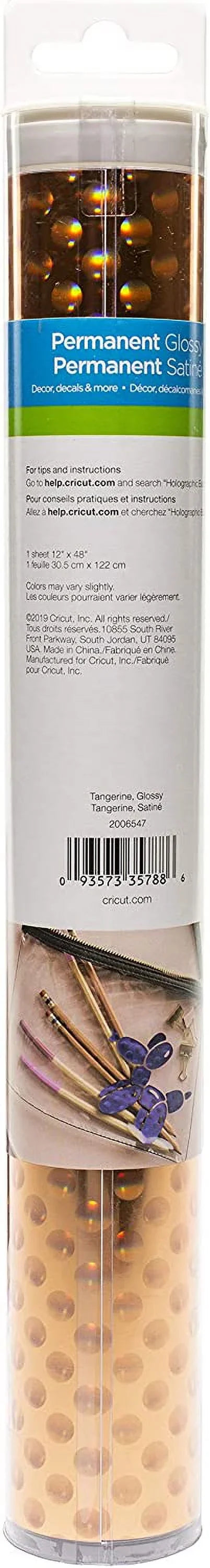 Bubbles Permanent-Holographic Cricut Tangerine Vinyl, Premium