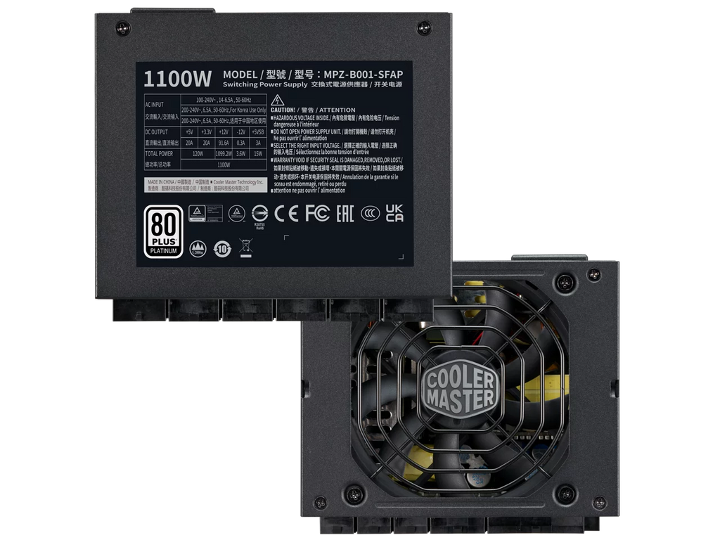 Factor SFX ATX3.0, Platinum 1100W Fully Form Bracket 80+ Efficiency, Fully ATX SFX Platinum Modular, Master Cooler V1100 SFX, (MPZ-B001-SFAP-BUS) Included,