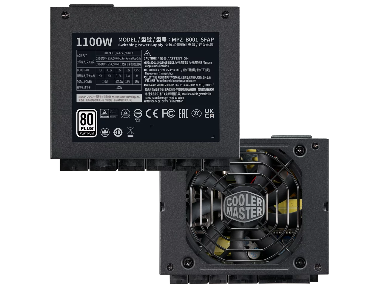Factor SFX ATX3.0, Platinum 1100W Fully Form Bracket 80+ Efficiency, Fully ATX SFX Platinum Modular, Master Cooler V1100 SFX, (MPZ-B001-SFAP-BUS) Included,