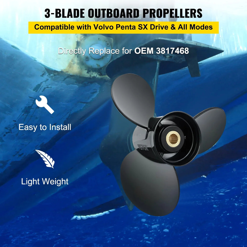 x with SX Spline Outboard Right-handed Boat 19 Compatible Propeller Replace 19" 3-Blade Propeller, Engine, 3817468, for Aluminium OEM Teeth VEVOR Volvo Outboard Penta Propeller, & Sterndrives 14.5"