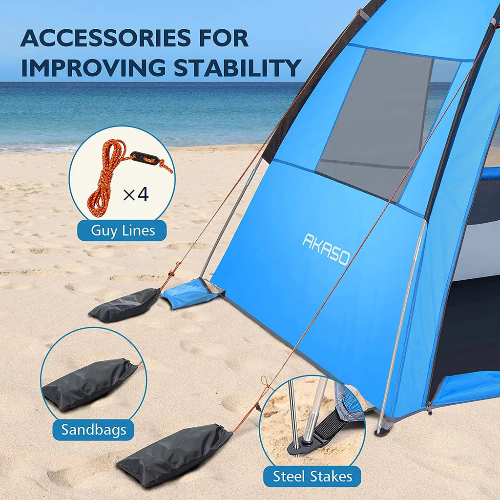 4.7' Assemble Person, for Beach Beach Tent, Tent x 7.4' UPF 3-4 AKASO 50+ Blue