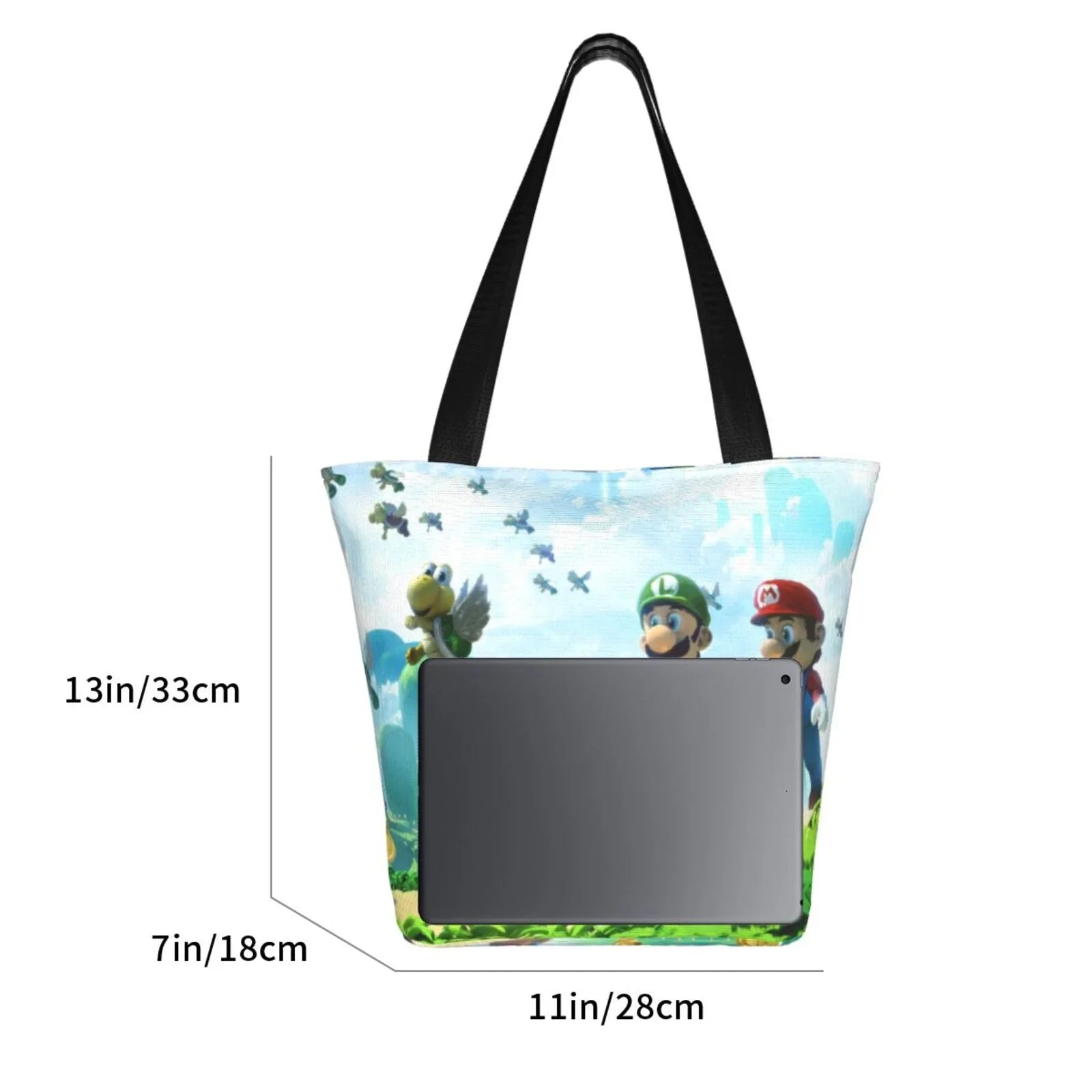 School Business Shoulder For Cartoon Super Bag Luigi Large Tote Women's Shopping Mario Beach Handbag Travel Capacity Work