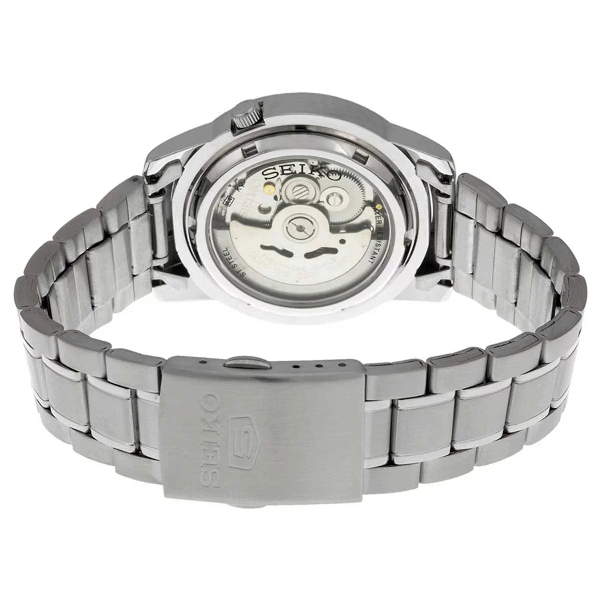 SNKK25 Dial Stainless Steel Men's Seiko 30M Date Day White Automatic Watch