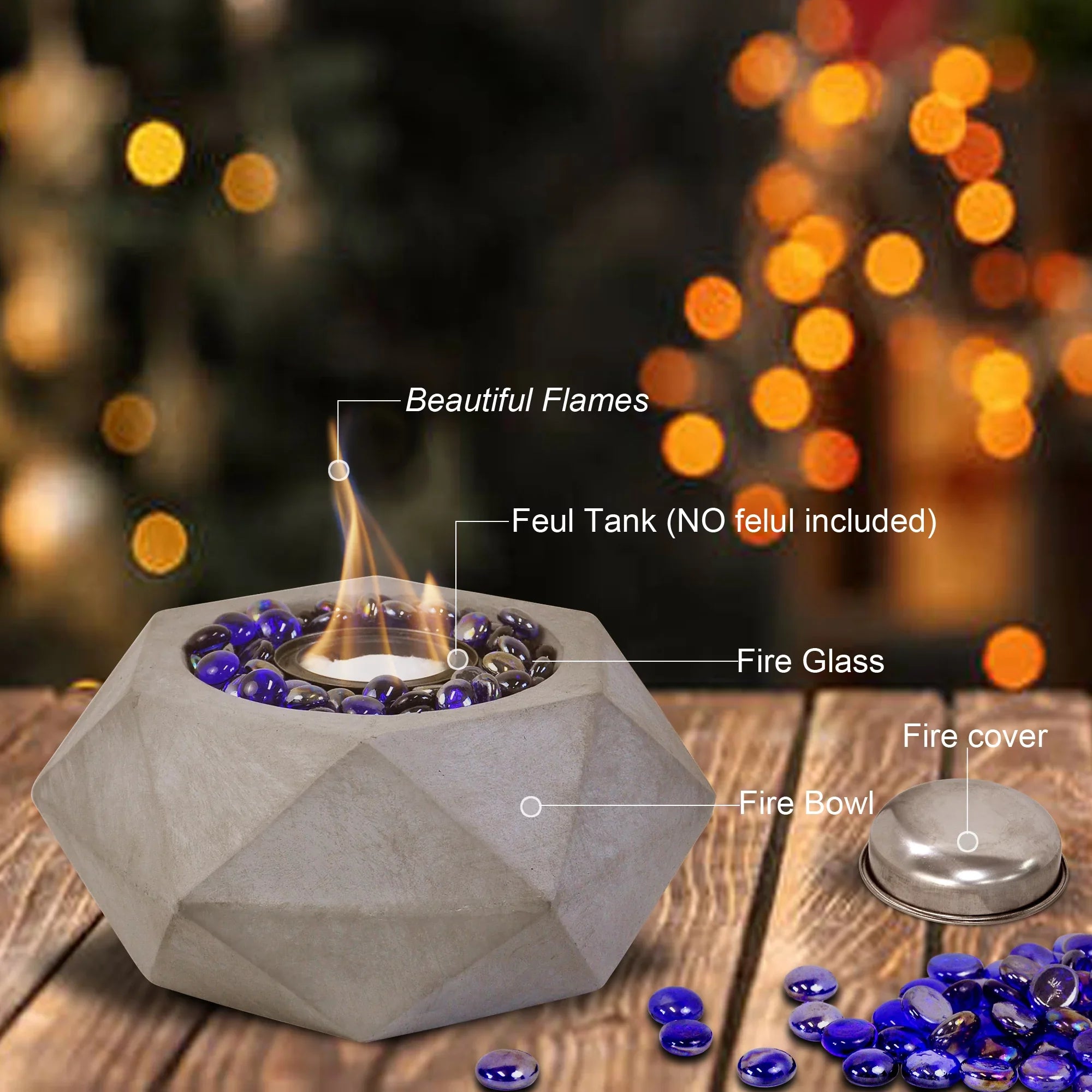 Ethanol Ventless Outdoor, for Indoor Fireplace Pit, Bowl Fireplace Alcohol Greyhoo Fire Bio Tabletop Clean Burning Fire
