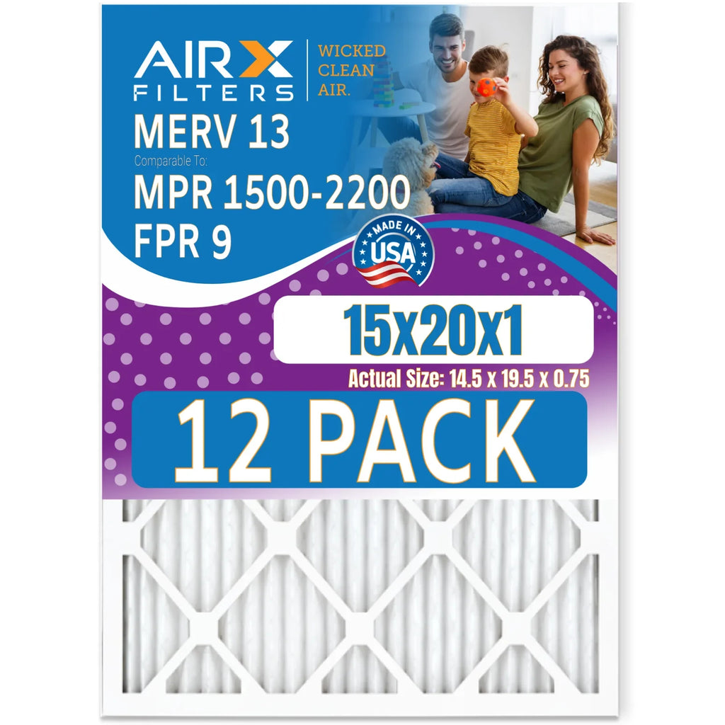 WICKED - Rating, 2200 AIRX oxygen 15x20x1 MERV 12 FILTERS USA Furnace FPR & 9 Pack Filter Comparable AIR. by Made of - CLEAN 13 MPR Filters in 1500 to