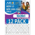 WICKED - Rating, 2200 AIRX oxygen 15x20x1 MERV 12 FILTERS USA Furnace FPR & 9 Pack Filter Comparable AIR. by Made of - CLEAN 13 MPR Filters in 1500 to