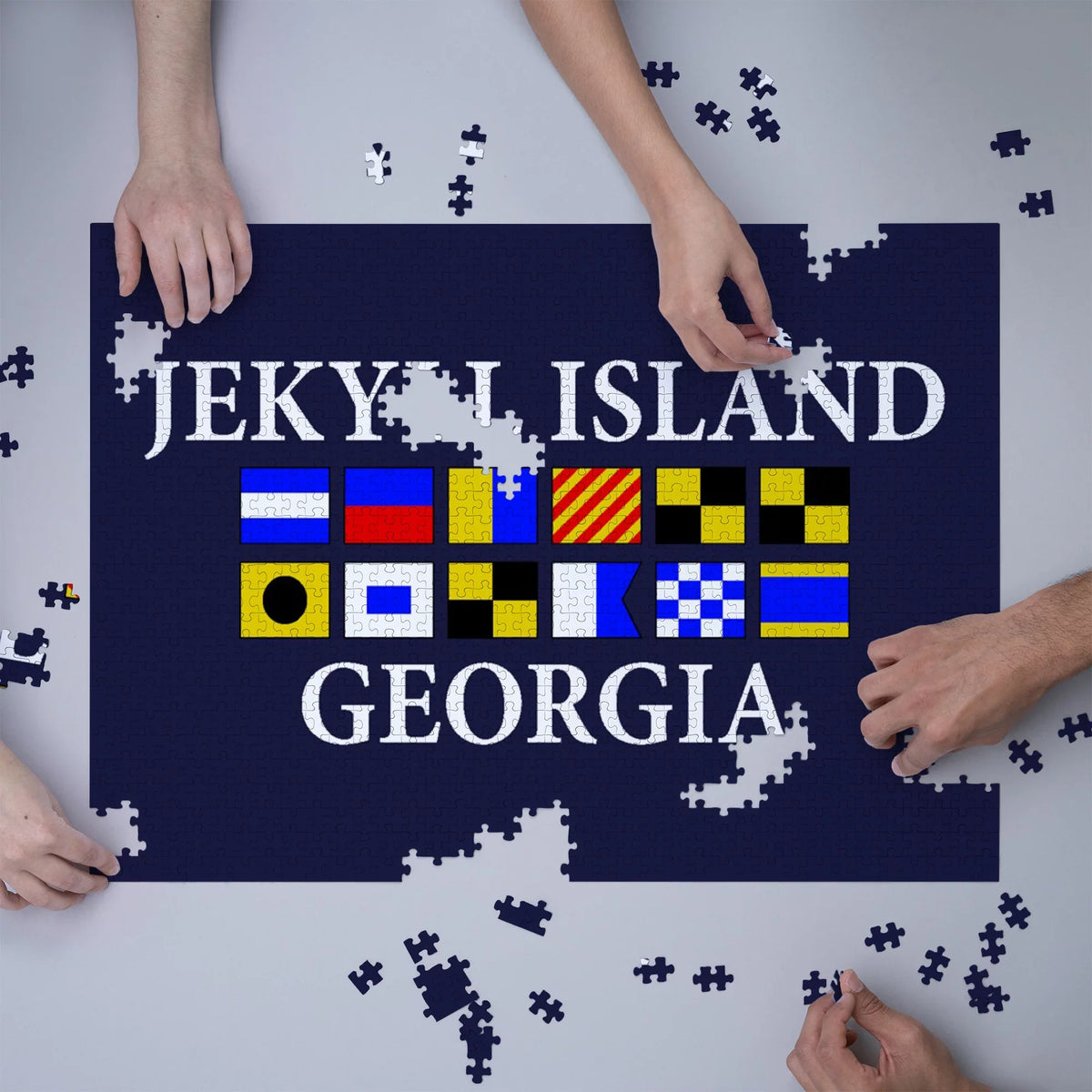 for Puzzle Nautical Family, Piece USA) Jekyll Size Challenging 19x27, Made and Puzzle, (1000 Georgia, Island, in Adults Flags Jigsaw