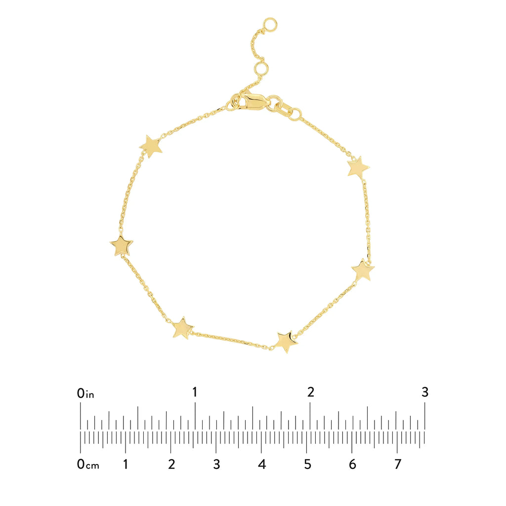 Adj. 14K Gold Women Star Yellow - Stationed 7.25" 6