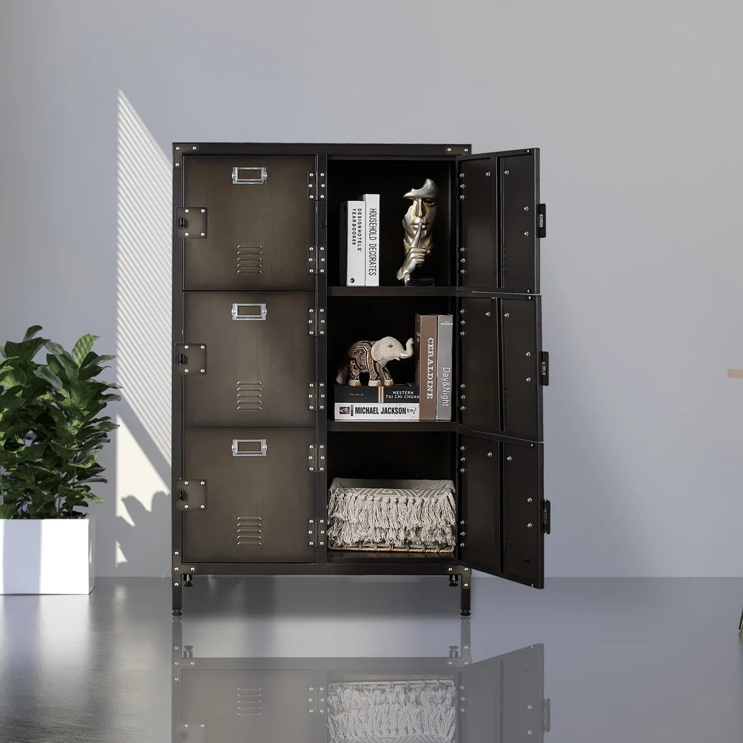 Metal for Steel Metal Bedroom Cabinet Locker Storage Employees STANI Shelf Locker Cabinets 47.3" Locker ,Office with Students Steel Gym School 2 Storage