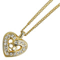 Necklace Gold Dior CD Pre-Owned Plated Heart Christian (Good) Dior Women's Rhinestone