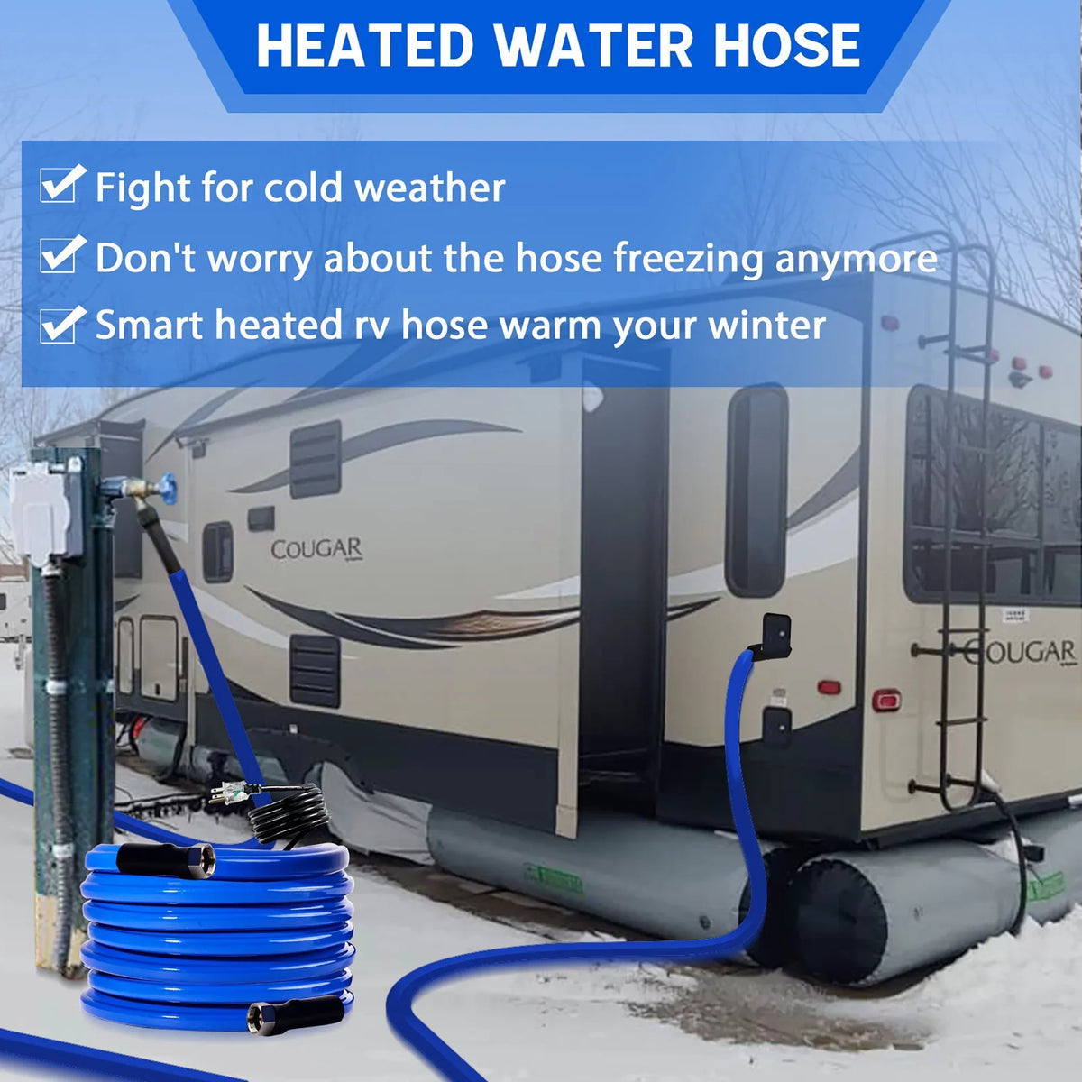 for Hose RV F Water Trailer,Garden,Home Heated Drinking Protectio Blue Hose Water RV, 30FT Freeze -45 for