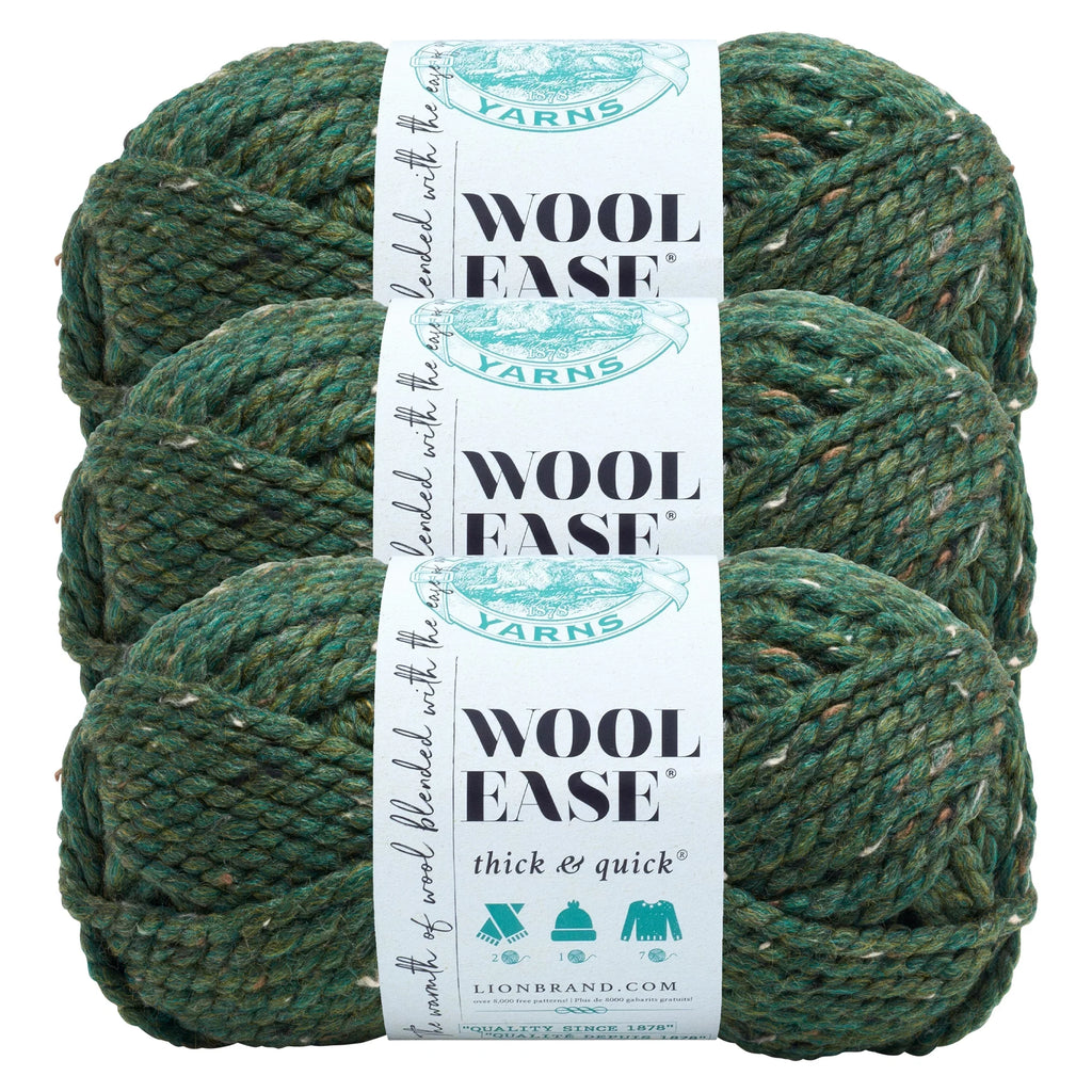 Thick Wool-Ease Green Acrylic, & Lion Yarn Yarn Super Kale Brand Wool 3 Pack Bulky Quick