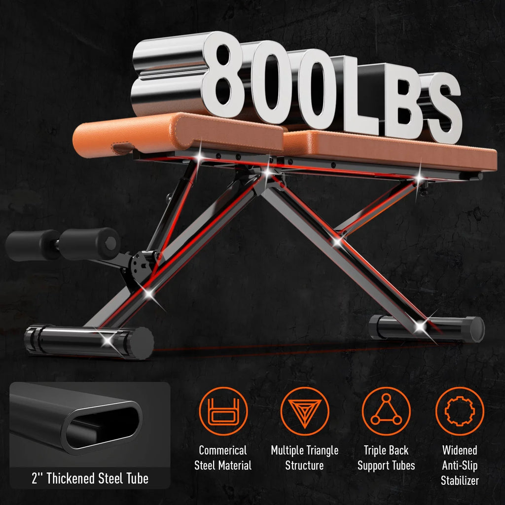 Bench POOBOO 5 Layer gym Structure Adjustable Training lbs Capacity and 800 Folding Workout bench bench Thickened Incline Weight Home for incline Indoor