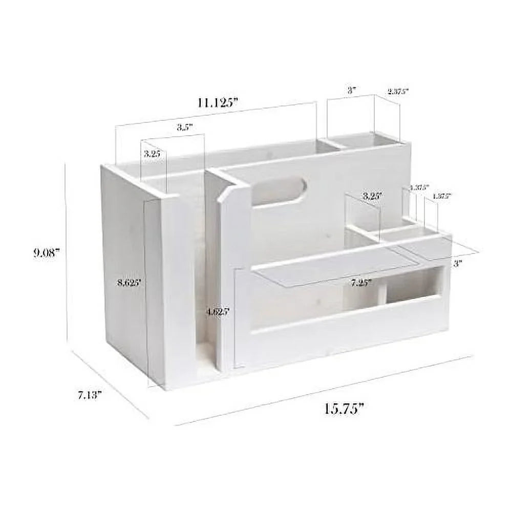 Condiment Flatware Compartments Picnic, Wooden Décor W Wht Farmhouse Handle Pantry Countertop Events Caddy Organizer Kitchen Utensils Breakfast & & Picks Wash BBQ For Cutout