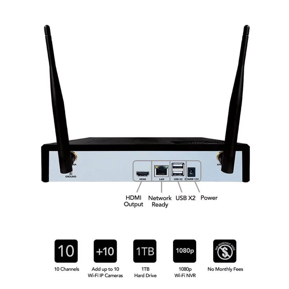 WiFi Restored Cameras and System Premium Hard 10 1080p 1TB Channel Owl 4 IP (Refurbished) 1080p Factory Security Spotlight Night Drive with Smart