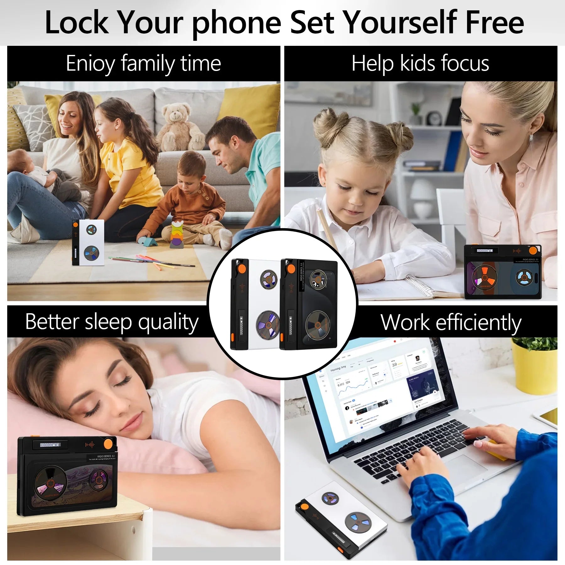 Screen) Prevent Lock (L Timed With Black-One Real Focus Timer, Life transportable to Help Cover, Semi-Transparent with 6.7x3.5x0.7, Addiction, Lock Phone Box for Cell Phone on Box Phone