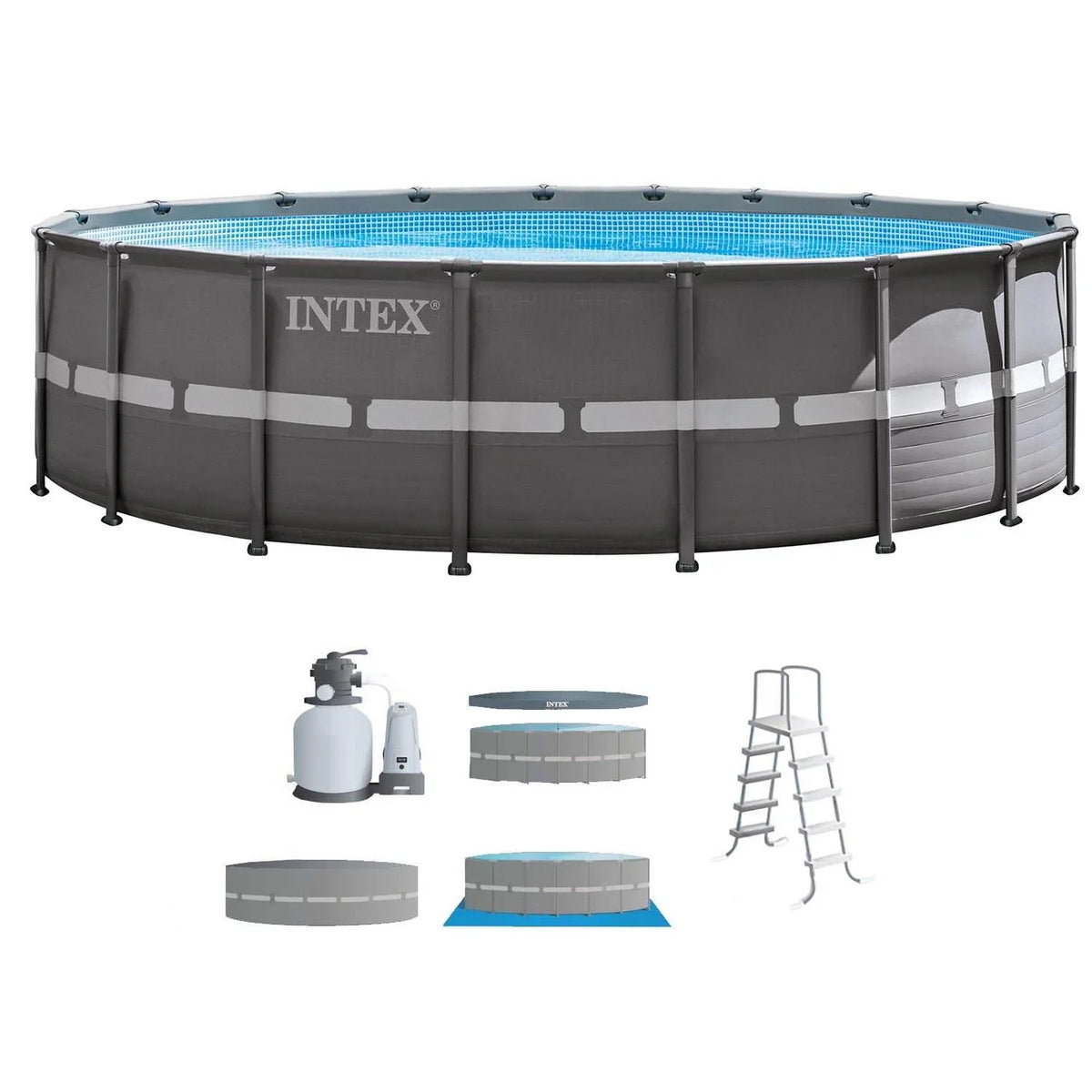 Ground 52" Intex 18' Filter x Frame Ultra Pump Pool Sand Set with Swimming Above
