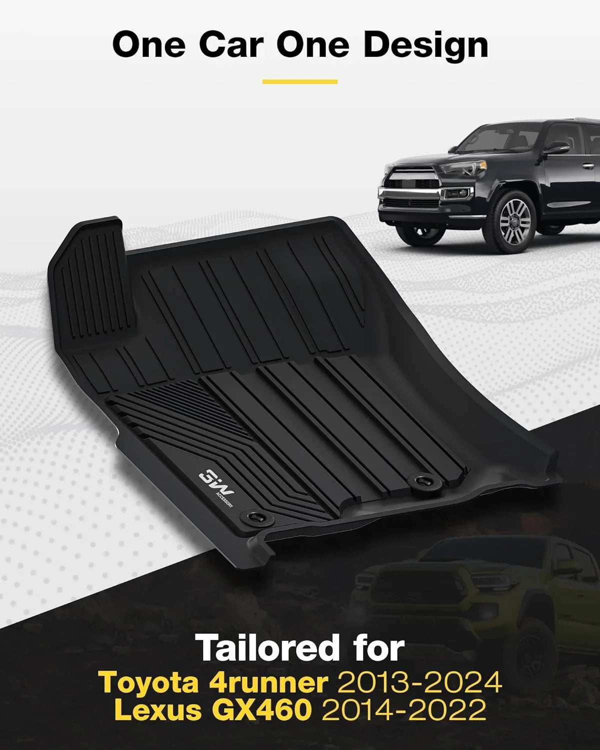 Set Fit Black Liners Cargo 5 Custom 2014-2022 Seat Floor and Mats Trunk 4Runner & 2013-2024/Lexus 3W Fit GX460 Mats 1st Car 4Runner 2nd Liner Row GX460) Floor Mat & Toyota & Full for For