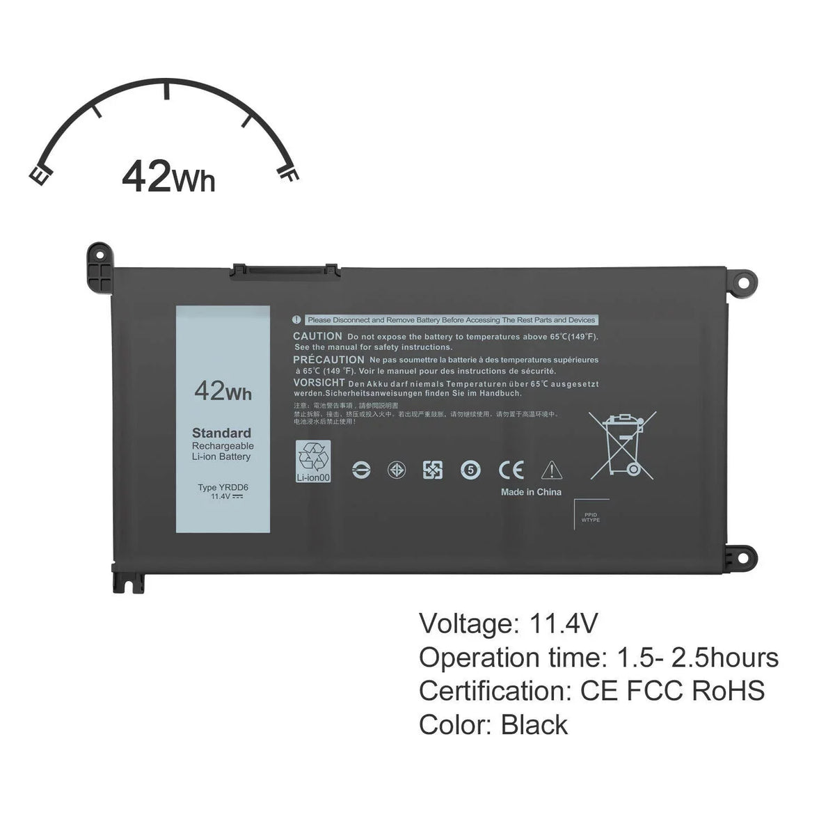 Laptop 5491 5485 42Wh 2in1 3493 3310 Dell 5482 7586 Battery Inspiron YRDD6 for