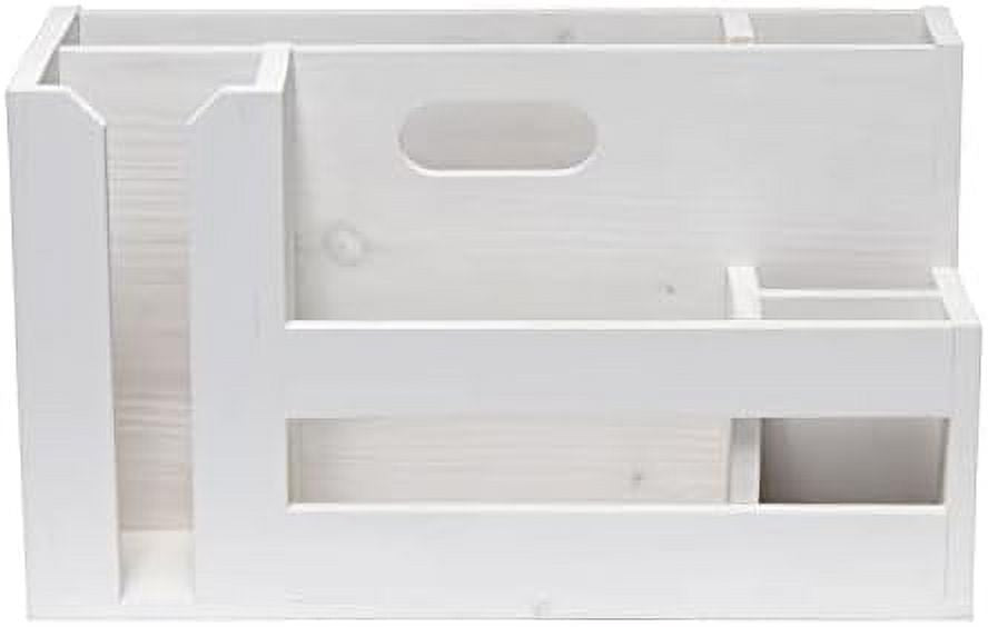 Condiment Flatware Compartments Picnic, Wooden Décor W Wht Farmhouse Handle Pantry Countertop Events Caddy Organizer Kitchen Utensils Breakfast & & Picks Wash BBQ For Cutout