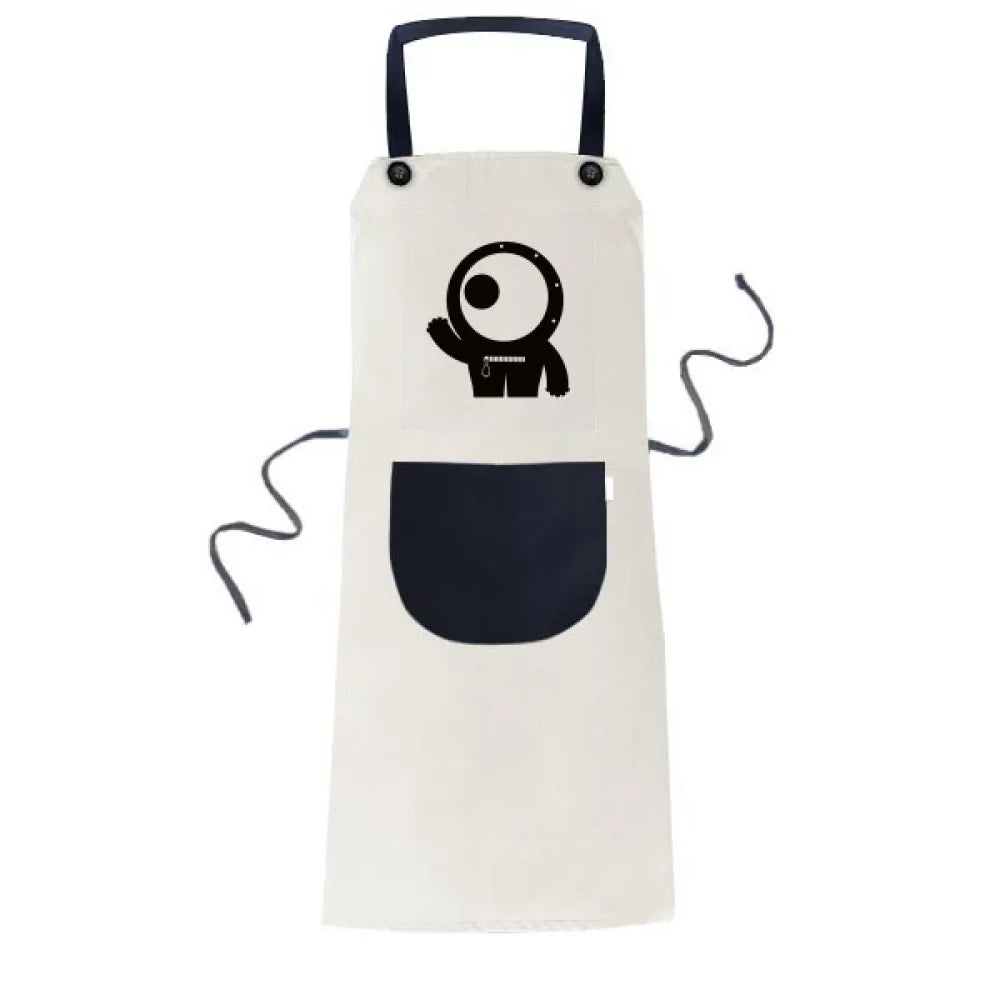 Apron Bib Adjustable Universe Kitchen Alien Linen Alien Pinafore Pocket BBQ Cyclops Monster Cotton