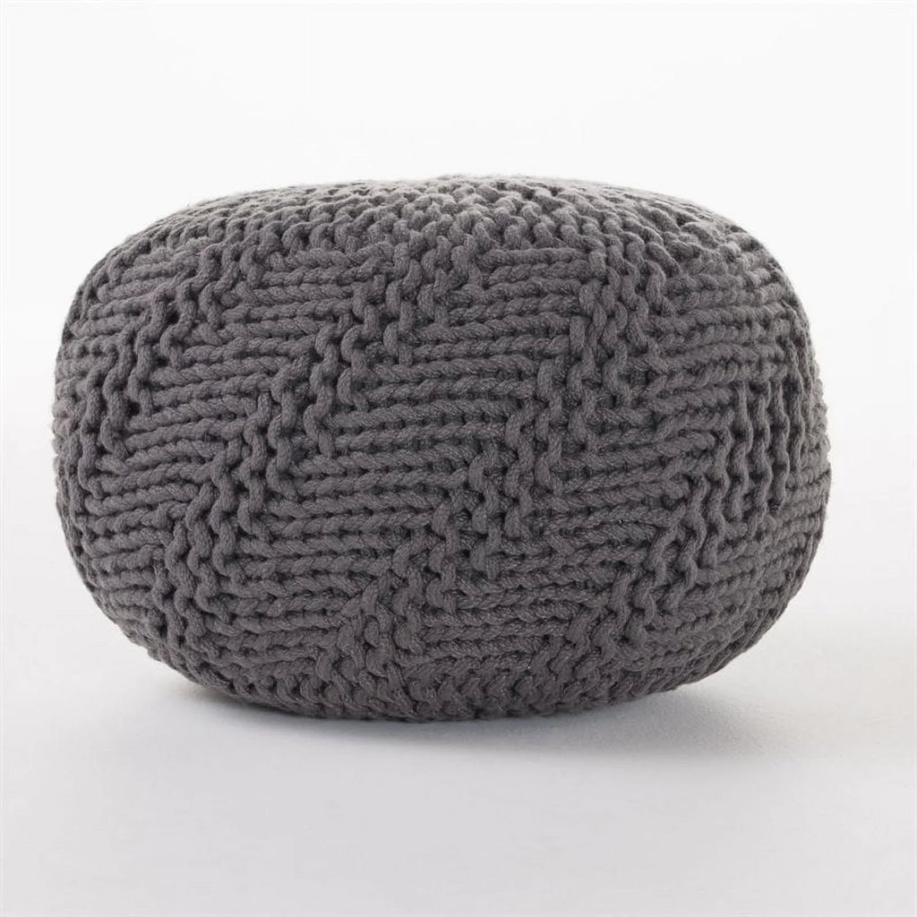 Noble Gray Fabric Outdoor in Pouf Aria Weave House Modern Handcrafted Dark