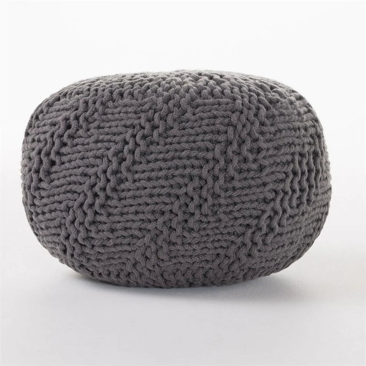 Noble Gray Fabric Outdoor in Pouf Aria Weave House Modern Handcrafted Dark