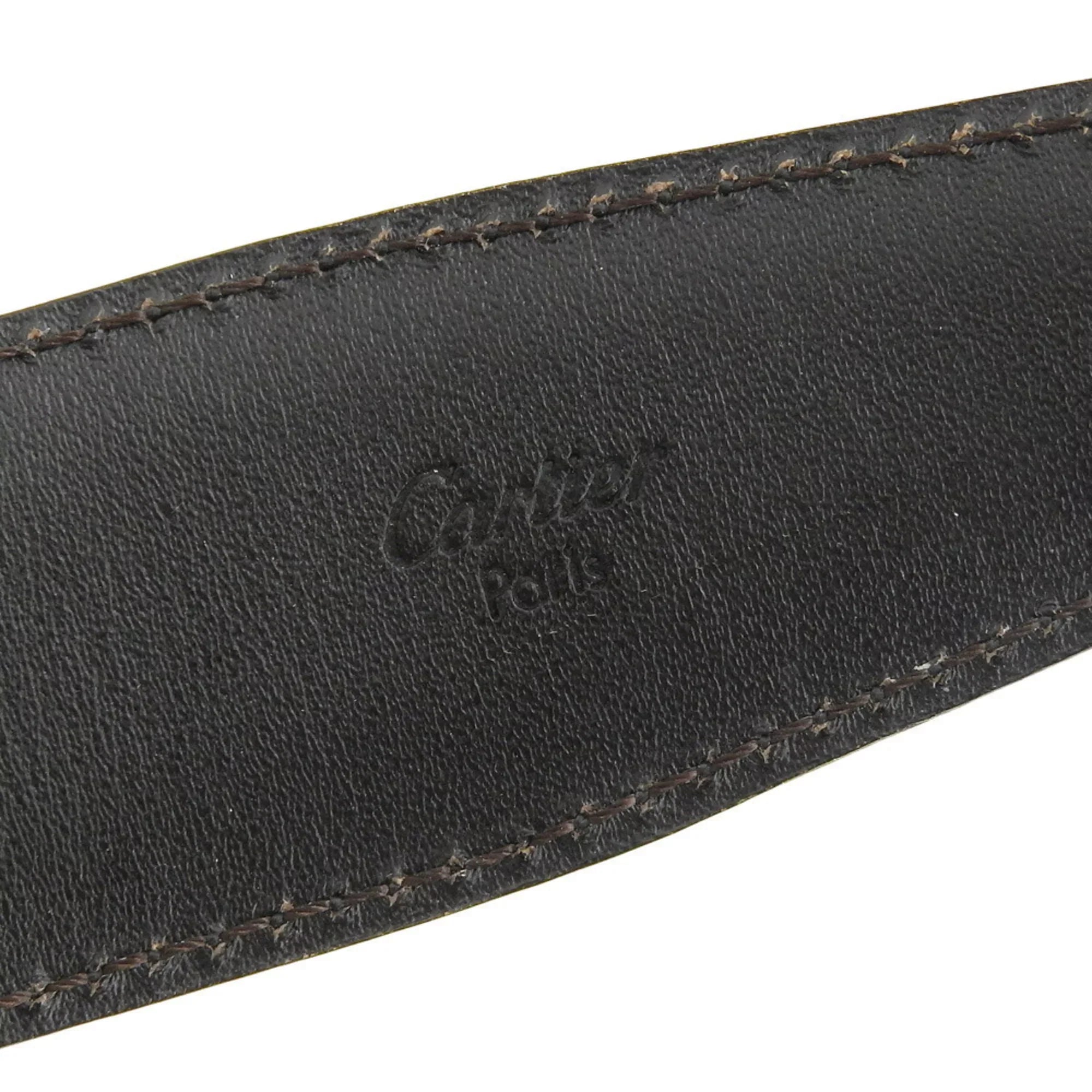 Waist L5000405 CARTIER Cartier Birthday Black (Good) Leather Pre-Owned Belt Happy