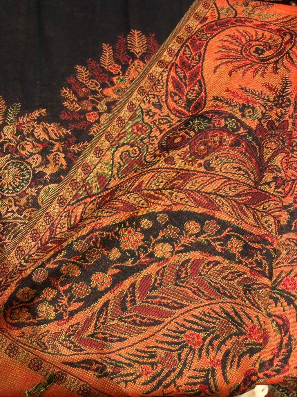 Brocade Red Black Vintage Wrap Pashmina Paisley Scarf