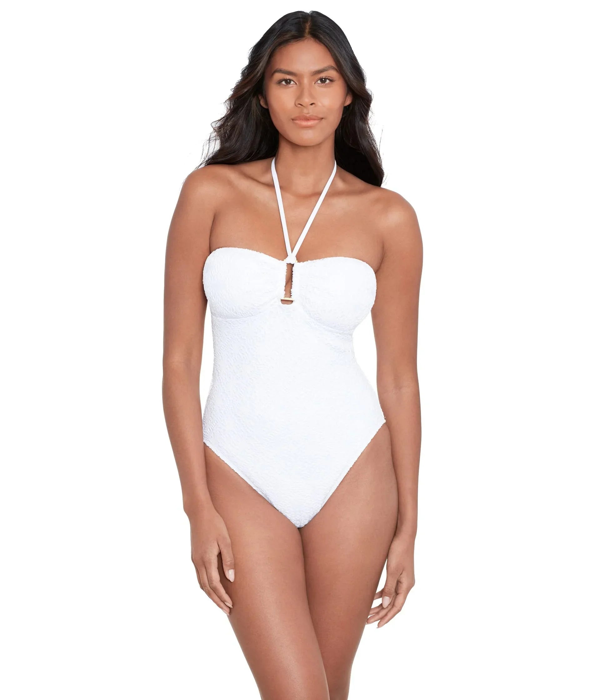 Ring White Lauren Ralph LAUREN Crochet 14 Womens One-Piece Bandeau