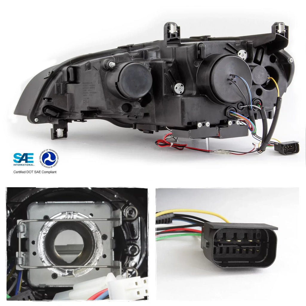 Pair [w/ HID LED AFS Driver Left+Passenger DRL Projector Headlights Black Model] X5 Right E70 2007-2010 Halo For BMW - AKKON